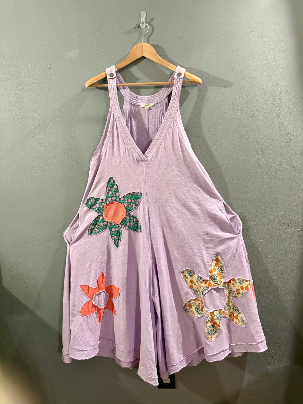 Lavender Floral Patchwork Sleeveless Jumpsuit by - Picture 2 of 4